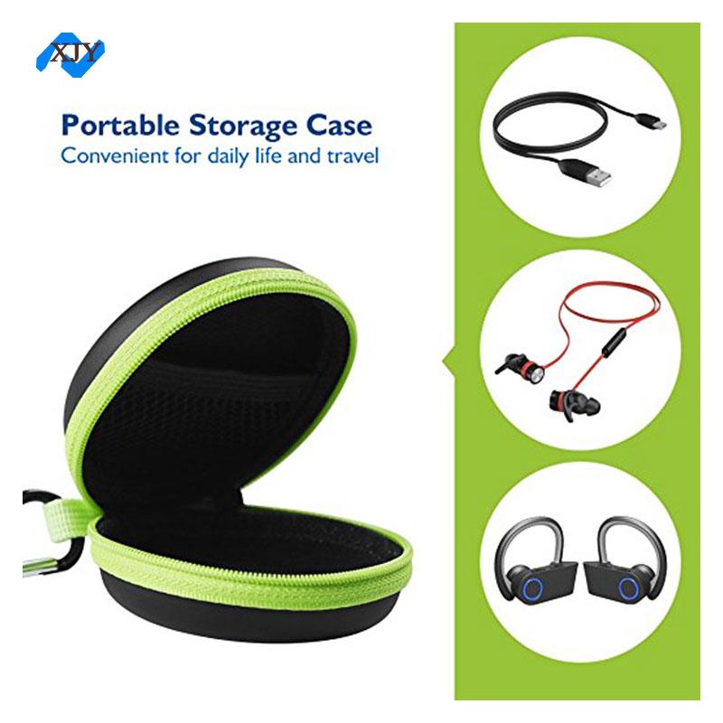 Hard Eva Case Earphone Protective Storage Bag Round Shap Bluetooth Headset Holder Case Black